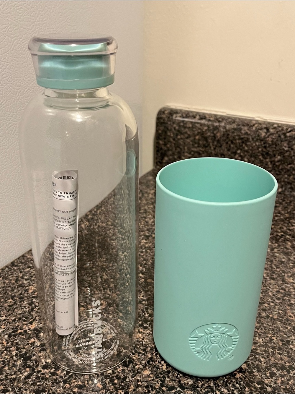 Starbucks Mint Green Glass Bottle with Silicone Sleeve - Pastel Aqua - Picture 4 of 7